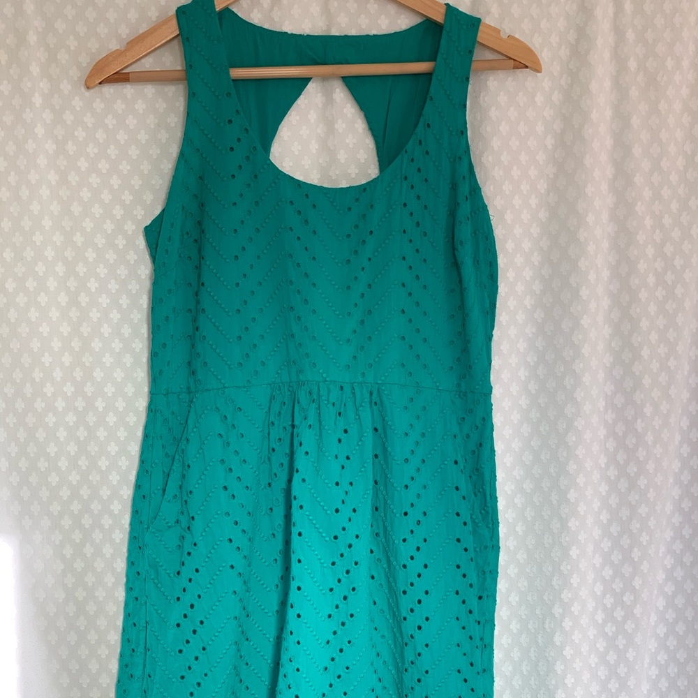 Turquoise LOFT Eyelet Dress - Picture 2 of 5